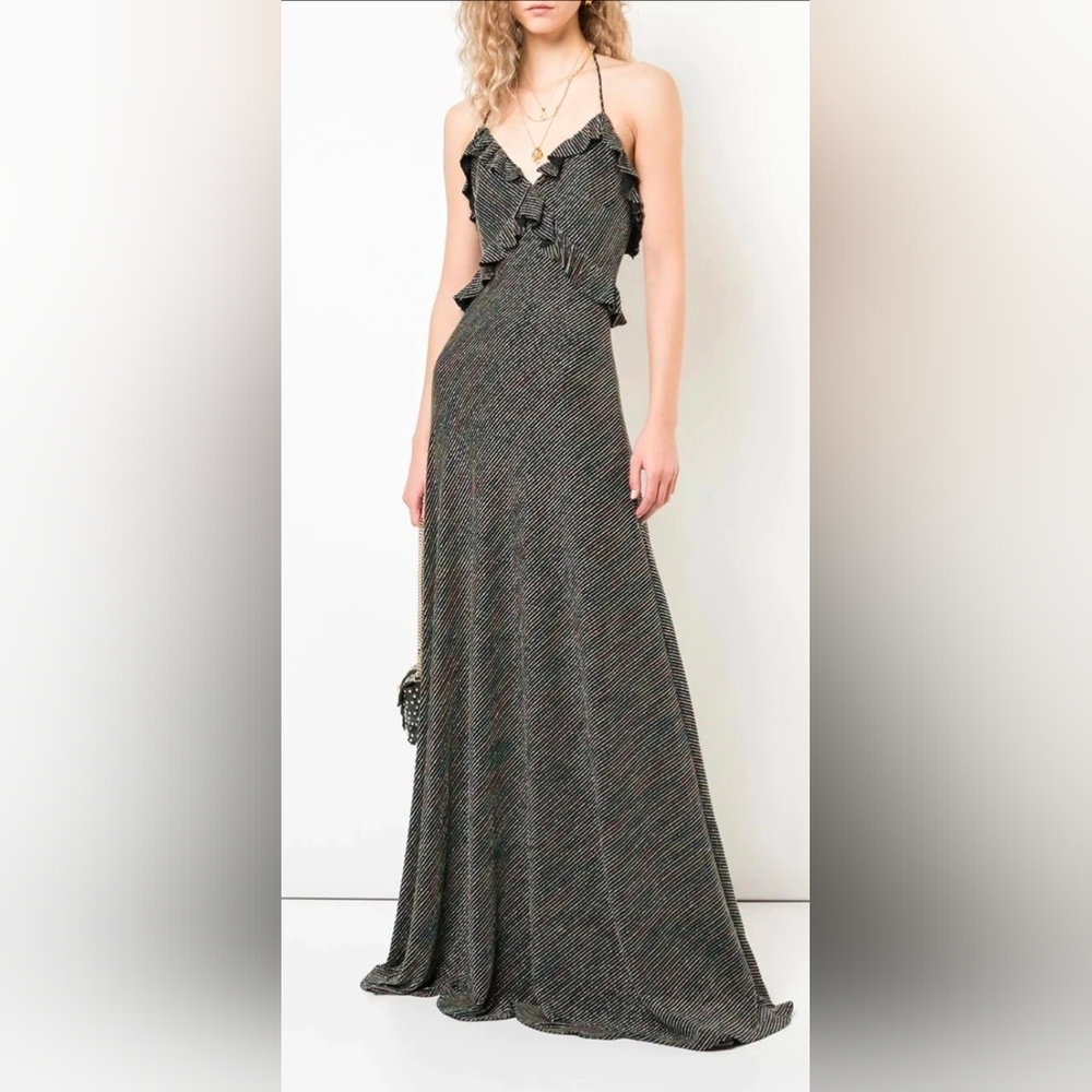 Jill Jill Stuart Black/Silver Metallic Stripe Gown(New w/Tags)